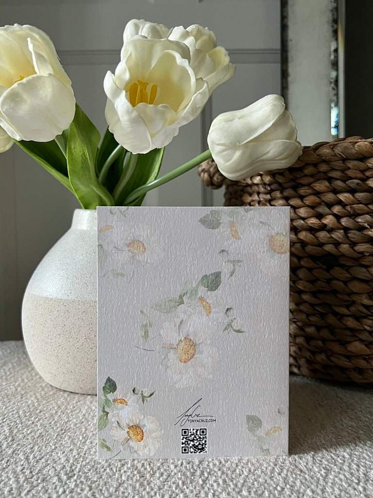"Peony Pair on Beige" Greeting Card