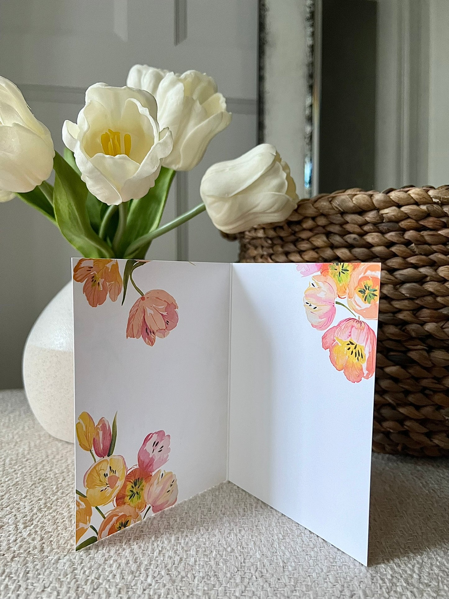 "Tulip Bunch on Yellow" Greeting Card