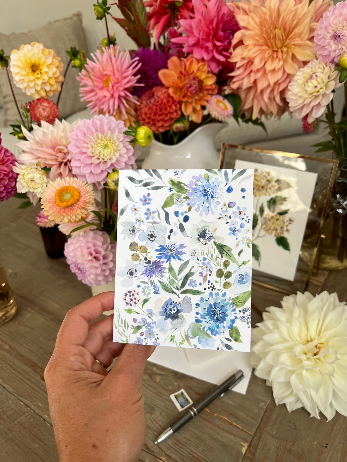"Blue Flowers" Greeting Card