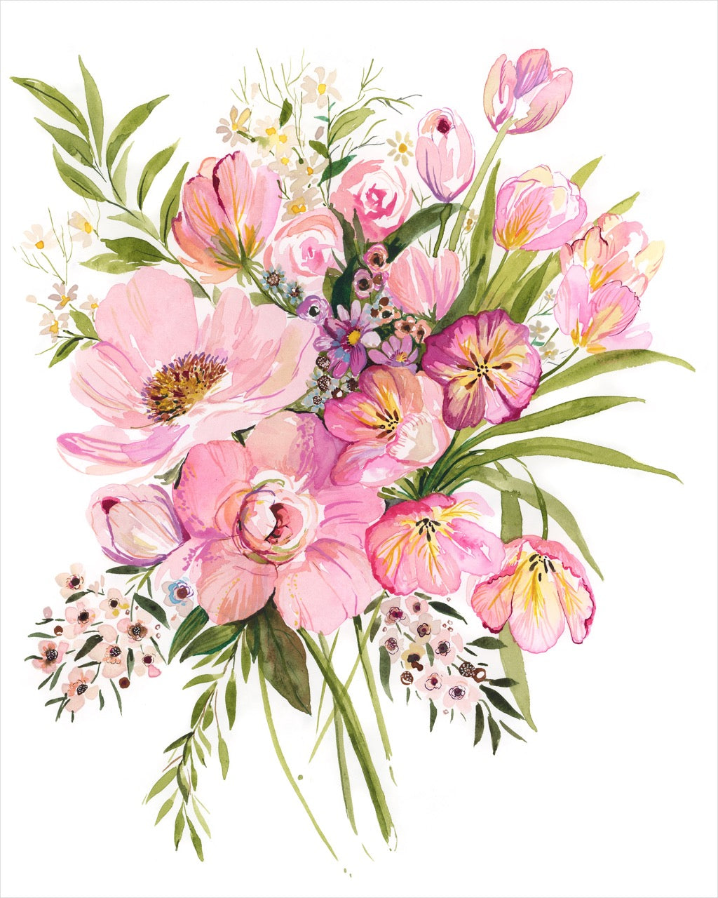 Pink Tulips Art Print, detailed view