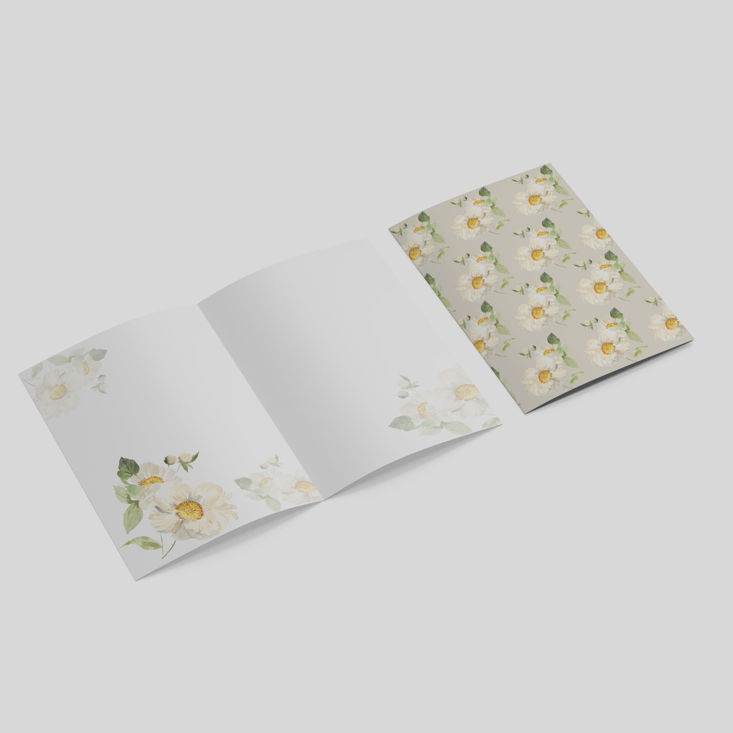 "Peony Pattern on Beige" Greeting Card