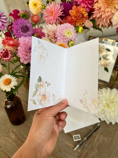 "Peony Pair on Black" Greeting Card