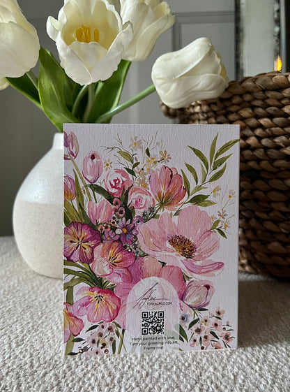 "Pink Bouquet" Greeting Card