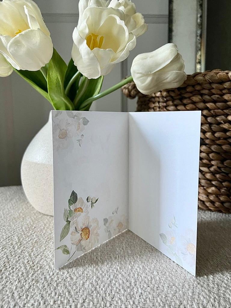 "Peony Pair on Beige" Greeting Card