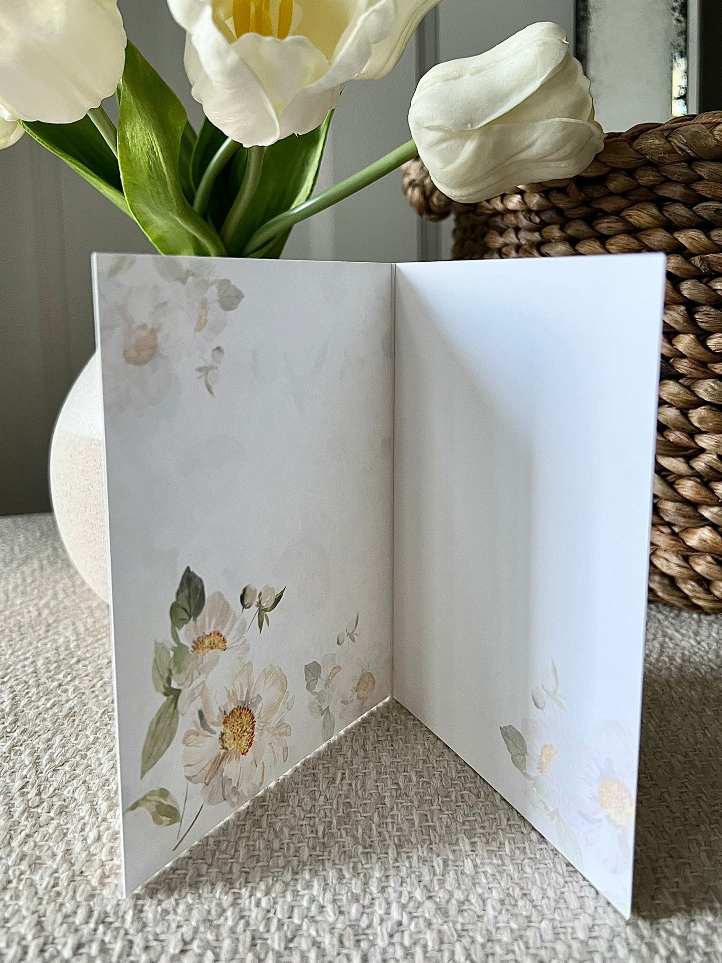 "Peony Pair on Pink" Greeting Card