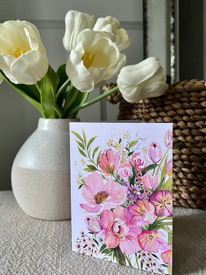 "Pink Bouquet" Greeting Card
