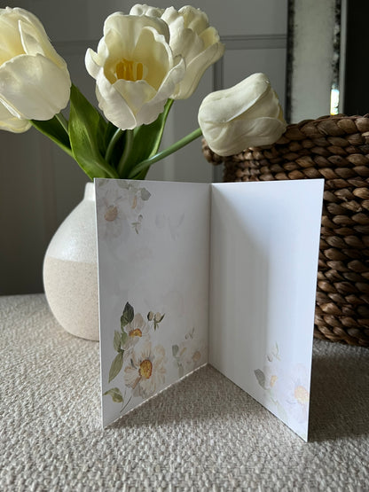 "Peony Pair on White" Greeting Card