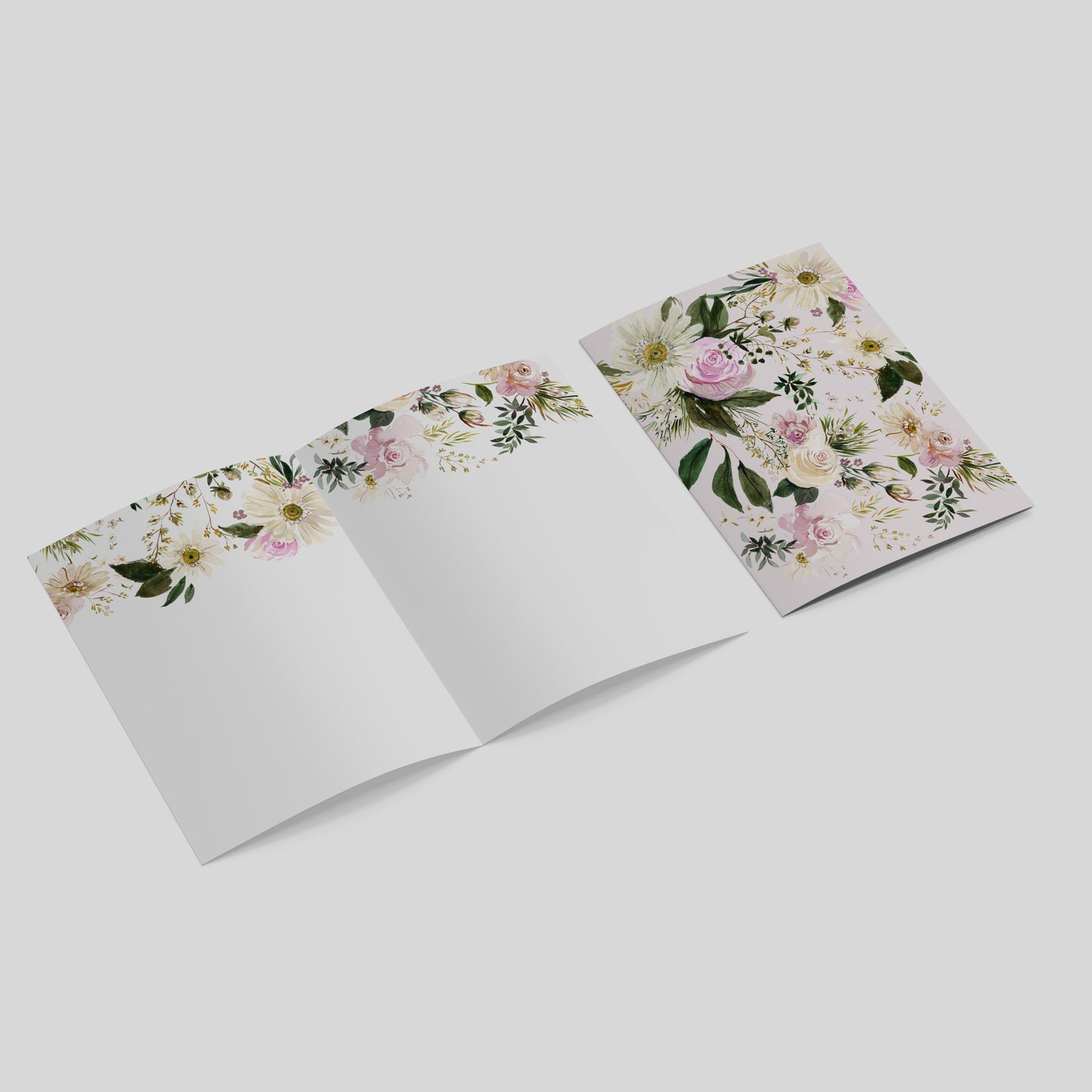"Pink & White flowers" Greeting Card