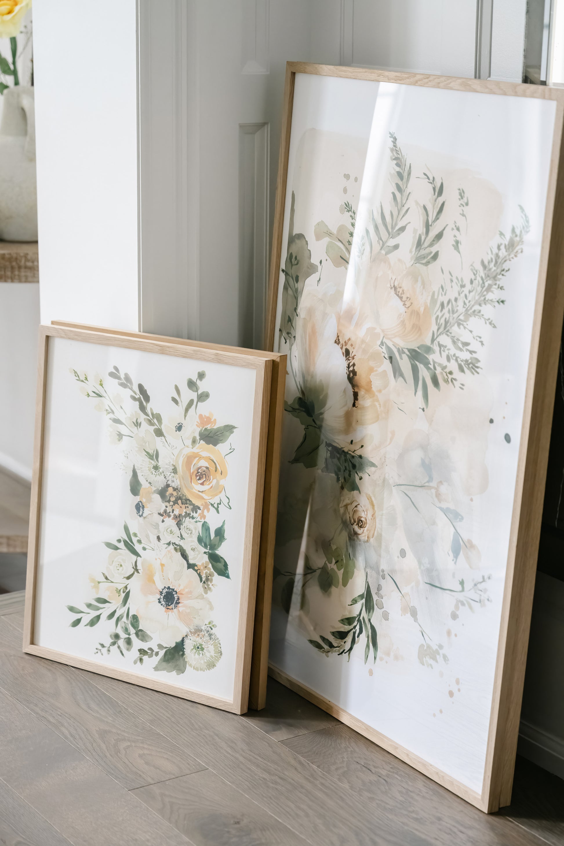 Matthew Art print 16x20" framed next to Lovers Art Print 24x36"