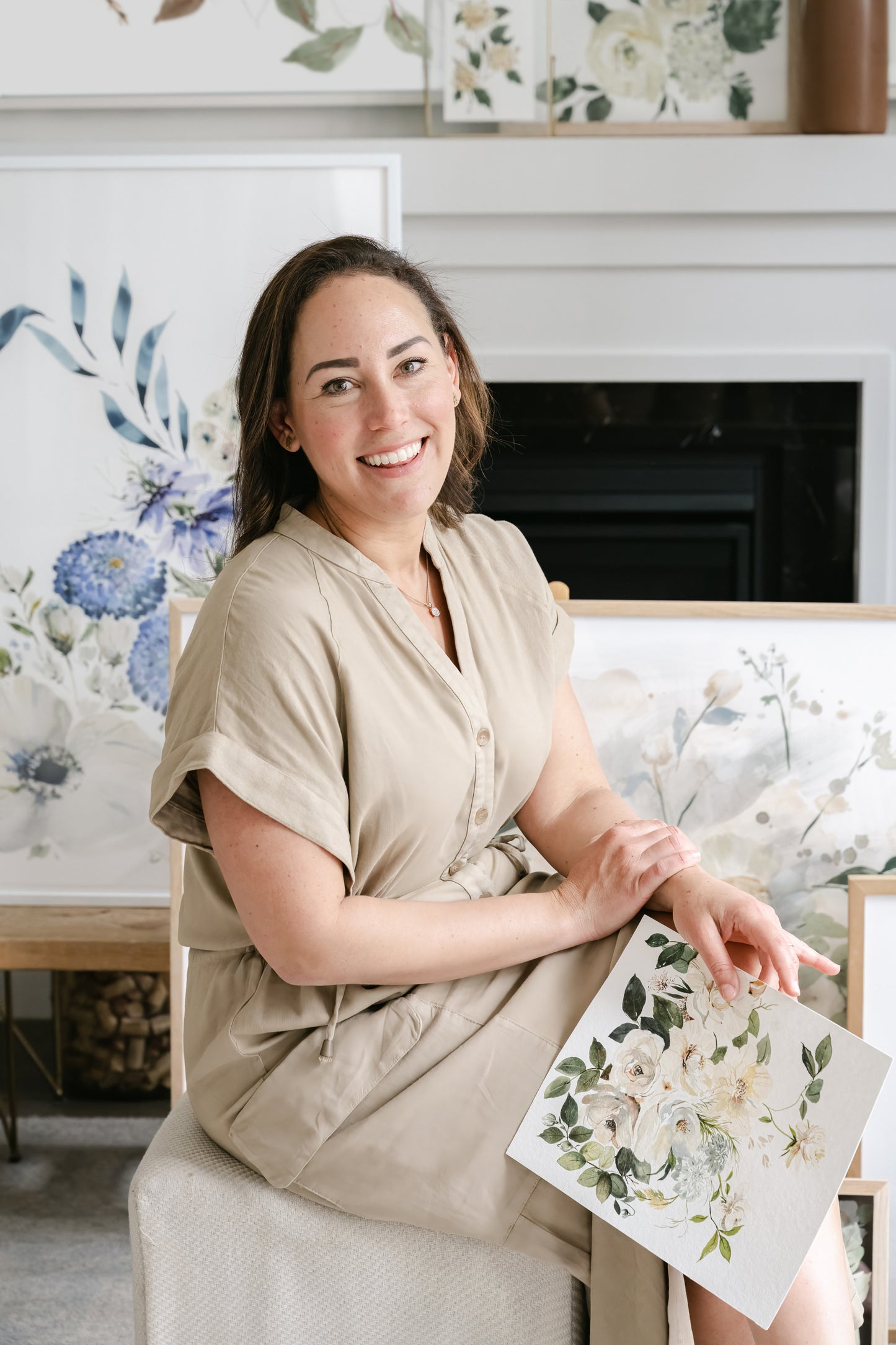 Artist Tonya Cruz with Looking for the Living Original painting